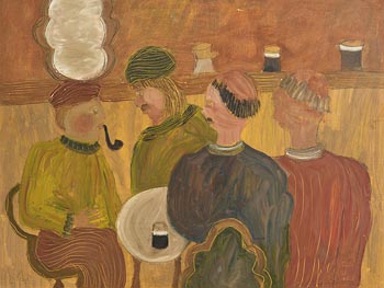 Piet Sluis, Four Men at a Bar (2003) at Morgan O'Driscoll Art Auctions