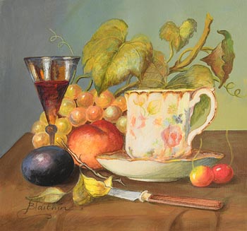 Blaithin O'Ciobhain, Still Life - Teacup with Fruit at Morgan O'Driscoll Art Auctions