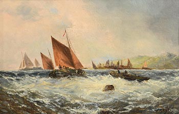 20th Century Irish School, Fishing Smacks in a Breeze Off Shore at Morgan O'Driscoll Art Auctions