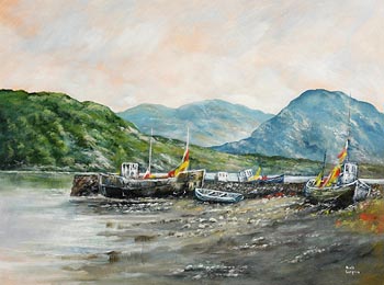 Niall Campion, Boats, Letterfrack, Connemara at Morgan O'Driscoll Art Auctions
