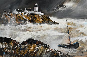 J.P. Rooney, The Storm at Roche's Point Lighthouse at Morgan O'Driscoll Art Auctions