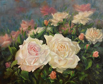 Annemarie Bourke, Evening in the Rose Garden at Morgan O'Driscoll Art Auctions