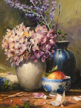 Mat Grogan, Still Life - Flowers and Fruit at Morgan O'Driscoll Art Auctions