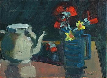 Brian Ballard, Teapot and Jug of Flowers at Morgan O'Driscoll Art Auctions