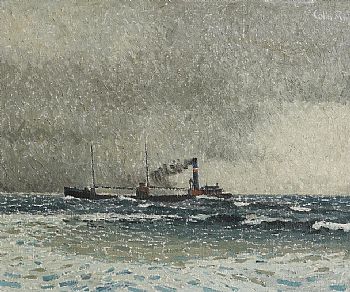 Colin Middleton, Kelly's Coal Boat, Belfast Lough at Morgan O'Driscoll Art Auctions