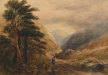 Andrew Nicholl, A Woman on a Mountain Path at Morgan O'Driscoll Art Auctions