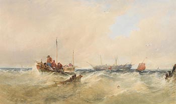 Edwin Hayes, Fishing Boats off the Coast (1860) at Morgan O'Driscoll Art Auctions