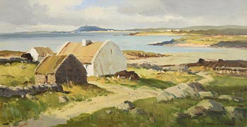 Maurice Canning Wilks, Galway Cottages at Foordlass, Connemara at Morgan O'Driscoll Art Auctions