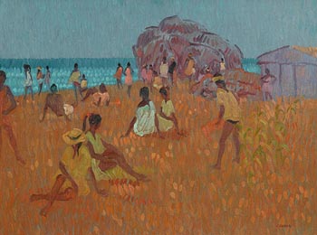 Desmond Carrick, Sunday Afternoon at Punta Lara Beach at Morgan O'Driscoll Art Auctions