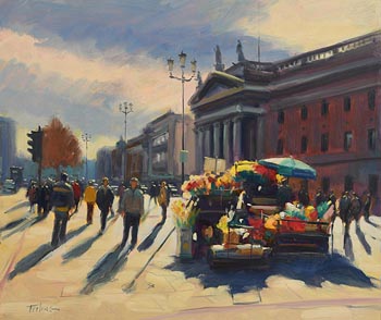 Norman Teeling, Flower Sellers O'Connell Street at Morgan O'Driscoll Art Auctions