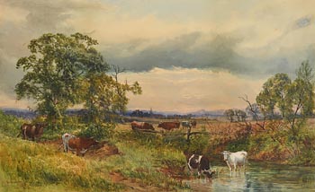 John Faulkner, In Broomsbury Park (Cattle painted by John McPherson) at Morgan O'Driscoll Art Auctions