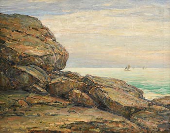Owen Cullen Yates, Rocky Coastline (Possibly Cape Ann, Massachusetts) (1909) at Morgan O'Driscoll Art Auctions