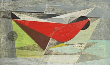 Kenneth Mahood, Red Boat (1955) at Morgan O'Driscoll Art Auctions