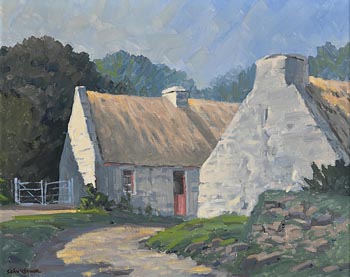 Sean O'Connor, Thatched Cottages, Caragh, Co. Kerry at Morgan O'Driscoll Art Auctions