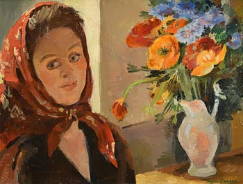 Robert Taylor Carson, Shawlie by the Flowers at Morgan O'Driscoll Art Auctions