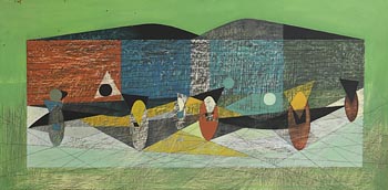Kenneth Mahood, Wagon Green and Grey (1955) at Morgan O'Driscoll Art Auctions