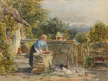 Francis William Topham, Feeding the Chickens at Morgan O'Driscoll Art Auctions