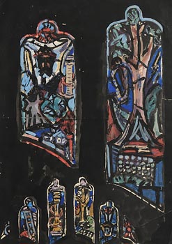 Evie Hone, Early Tracery Designs for the Crucifixion (Darwin Memorial) St Mary's, Downe, Kent (1949) at Morgan O'Driscoll Art Auctions