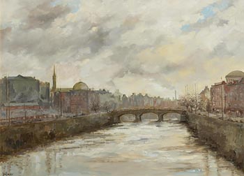 Leo Early, Evening on Liffey at Morgan O'Driscoll Art Auctions