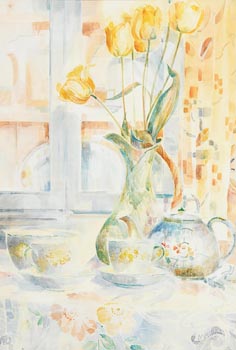 Maurice Henderson, Tulips in a Fox Glove Vase (1985) at Morgan O'Driscoll Art Auctions