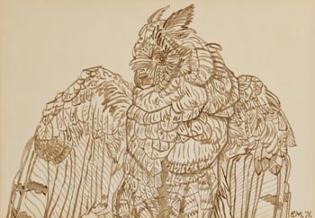 Edward McGuire, Long Eared Owl (1971) at Morgan O'Driscoll Art Auctions
