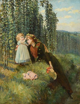 Charles Russell, Mummy's Hops Garland (1899) at Morgan O'Driscoll Art Auctions