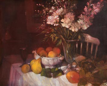 Philip Craig, Still Life with Peaches and Pears (1995) at Morgan O'Driscoll Art Auctions