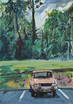 Mick O'Dea, Parked Car at the Belfield Campus Running Track at Morgan O'Driscoll Art Auctions