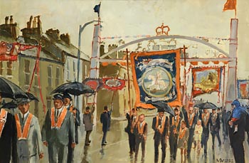 A Wet Twelfth, Queen Street, Lurgan (1972) at Morgan O'Driscoll Art Auctions