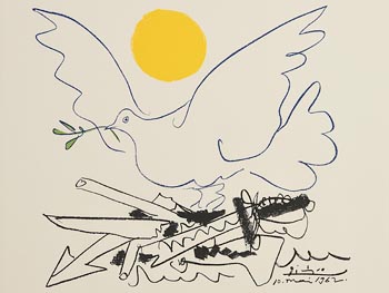 Pablo Picasso, Blue Dove with Yellow Sun at Morgan O'Driscoll Art Auctions