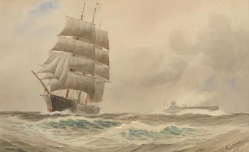 Joseph William Carey, Sailing Vessel M. Roosval and Submarine SM U-16 (1917) at Morgan O'Driscoll Art Auctions