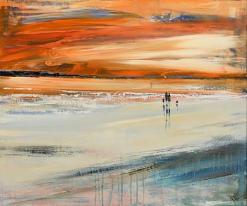 Paula McKinney, Sunset Stroll, Dunfanaghy, Donegal at Morgan O'Driscoll Art Auctions