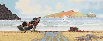 John Francis Skelton, Coastal Launch Coomeenole, Co. Kerry at Morgan O'Driscoll Art Auctions