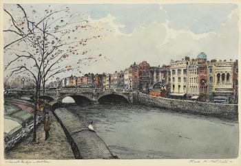 Flora Mitchell, O'Connell Bridge, Dublin at Morgan O'Driscoll Art Auctions