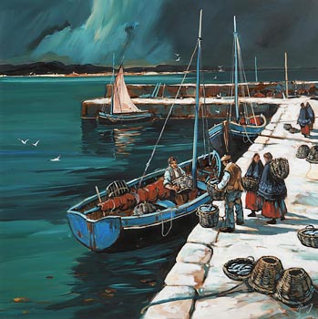J.P. Rooney, Roundstone Fisherfolk, Connemara, Co. Galway at Morgan O'Driscoll Art Auctions