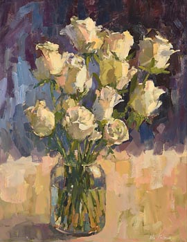 Nia MacKeown, Glass Jar and White Roses at Morgan O'Driscoll Art Auctions