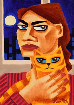 Graham Knuttel (1954-2023), Lady with Ginger Cat at Morgan O'Driscoll Art Auctions