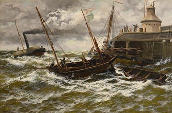 Thomas Rose Miles, Towing Out Against Wind and Tide, Yarmouth Haven at Morgan O'Driscoll Art Auctions