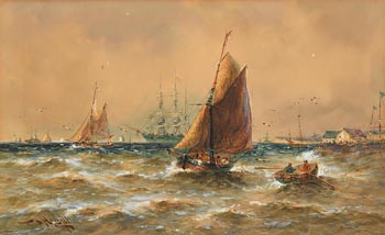 Thomas Bush Hardy, The Busy Harbour (1889) at Morgan O'Driscoll Art Auctions