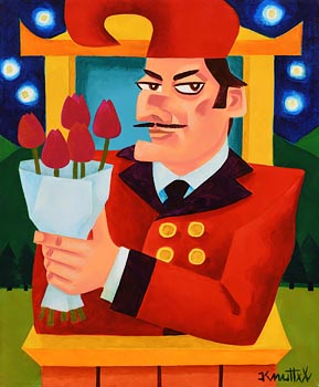 Graham Knuttel, Mr. Punch with Tulips at Morgan O'Driscoll Art Auctions