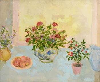 Stella Steyn, Still Life - Flowers and Fruit (1953) at Morgan O'Driscoll Art Auctions