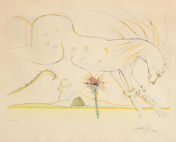 Salvador Dali, The Beastiary of La Fontaine Dalinise, The Horse and the Wolf (1974) at Morgan O'Driscoll Art Auctions