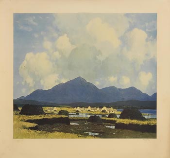 Paul Henry, Cottages and Turf Stacks Connemara at Morgan O'Driscoll Art Auctions