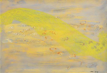 Anne Yeats, Yellow Cloth on the Sand (1979) at Morgan O'Driscoll Art Auctions