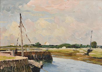 Charles Vincent Lamb, Galway Hooker at Pier, Near Carraroe, Co. Galway at Morgan O'Driscoll Art Auctions
