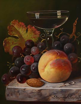 Raymond Campbell, Still Life - Peach, Grapes and Wine at Morgan O'Driscoll Art Auctions