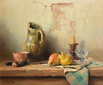 Robert Chailloux, Still Life - Pitcher, Pears, Candlestick and Chestnuts at Morgan O'Driscoll Art Auctions