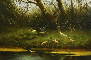 19th Century Continental School, Ducks by the Pond at Morgan O'Driscoll Art Auctions