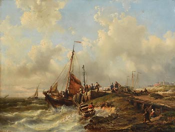 Hendrik Adolf Schaep, Unloading the Catch at Morgan O'Driscoll Art Auctions
