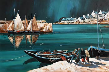 J.P. Rooney, Roundstone Harbour (After the Rain) at Morgan O'Driscoll Art Auctions